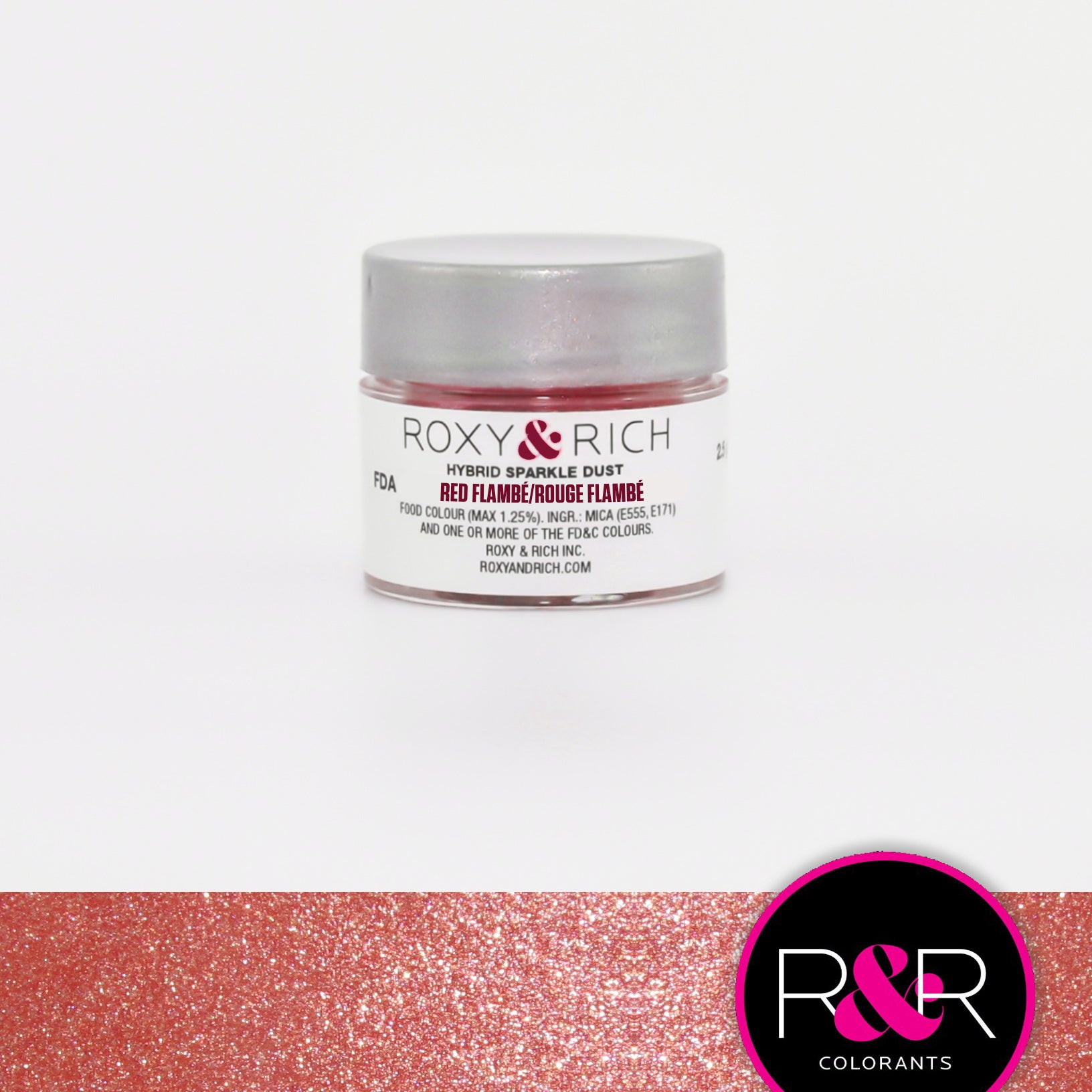 Roxy & Rich Hybrid Sparkle Dust Red Flambé (#S2-025) - 2.5 gm - Papagino Foods Inc.