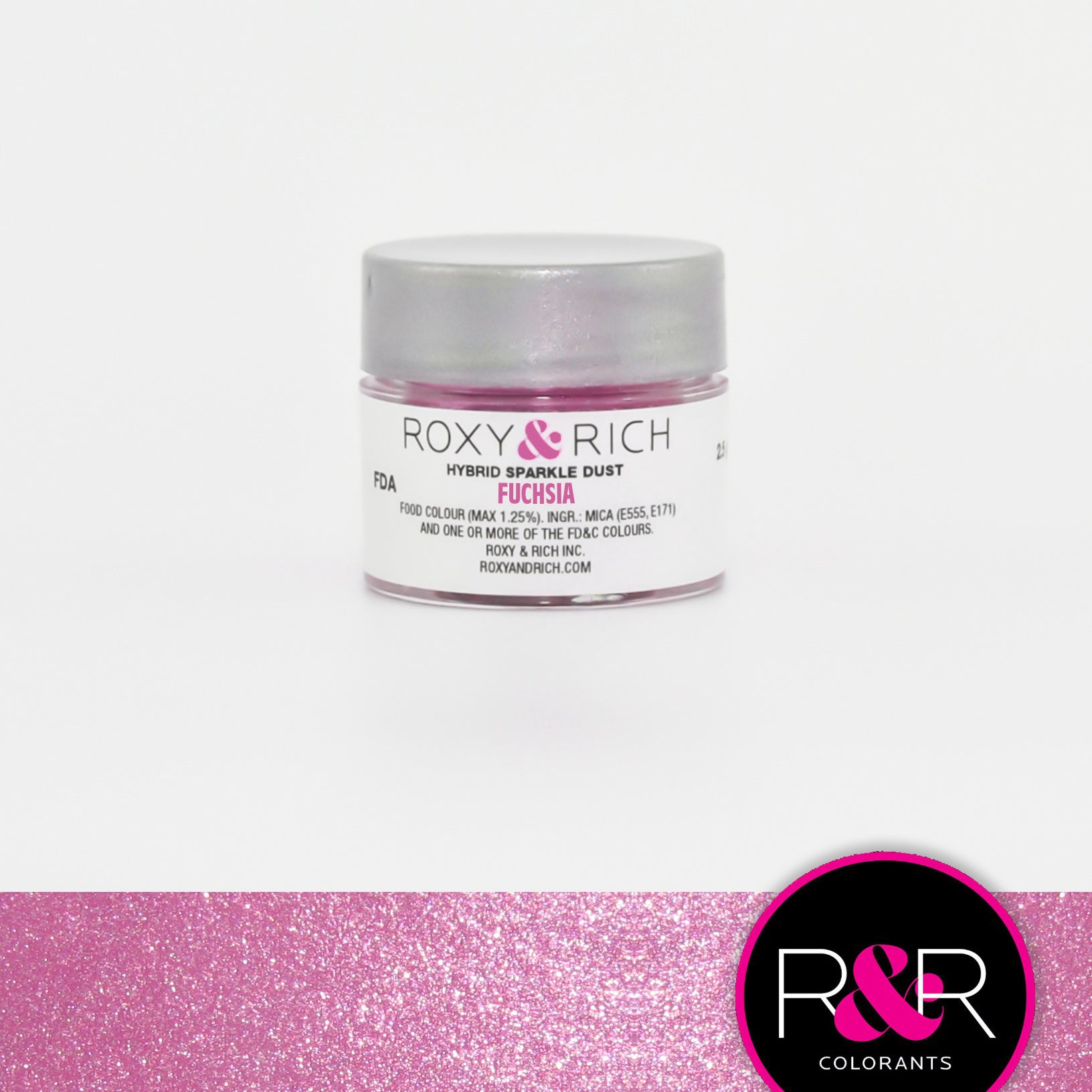 Roxy & Rich Hybrid Sparkle Dust Fuchsia (#S2-030) - 2.5 gm - Papagino Foods Inc.