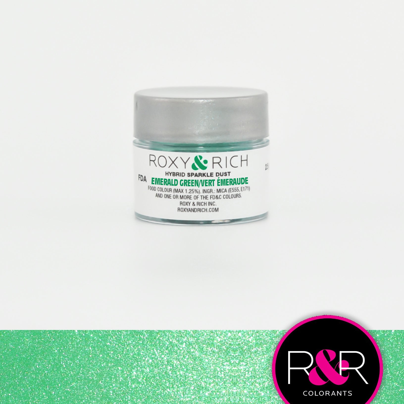 Roxy & Rich Hybrid Sparkle Dust Emerald Green (#S2-033) - 2.5 gm - Papagino Foods Inc.