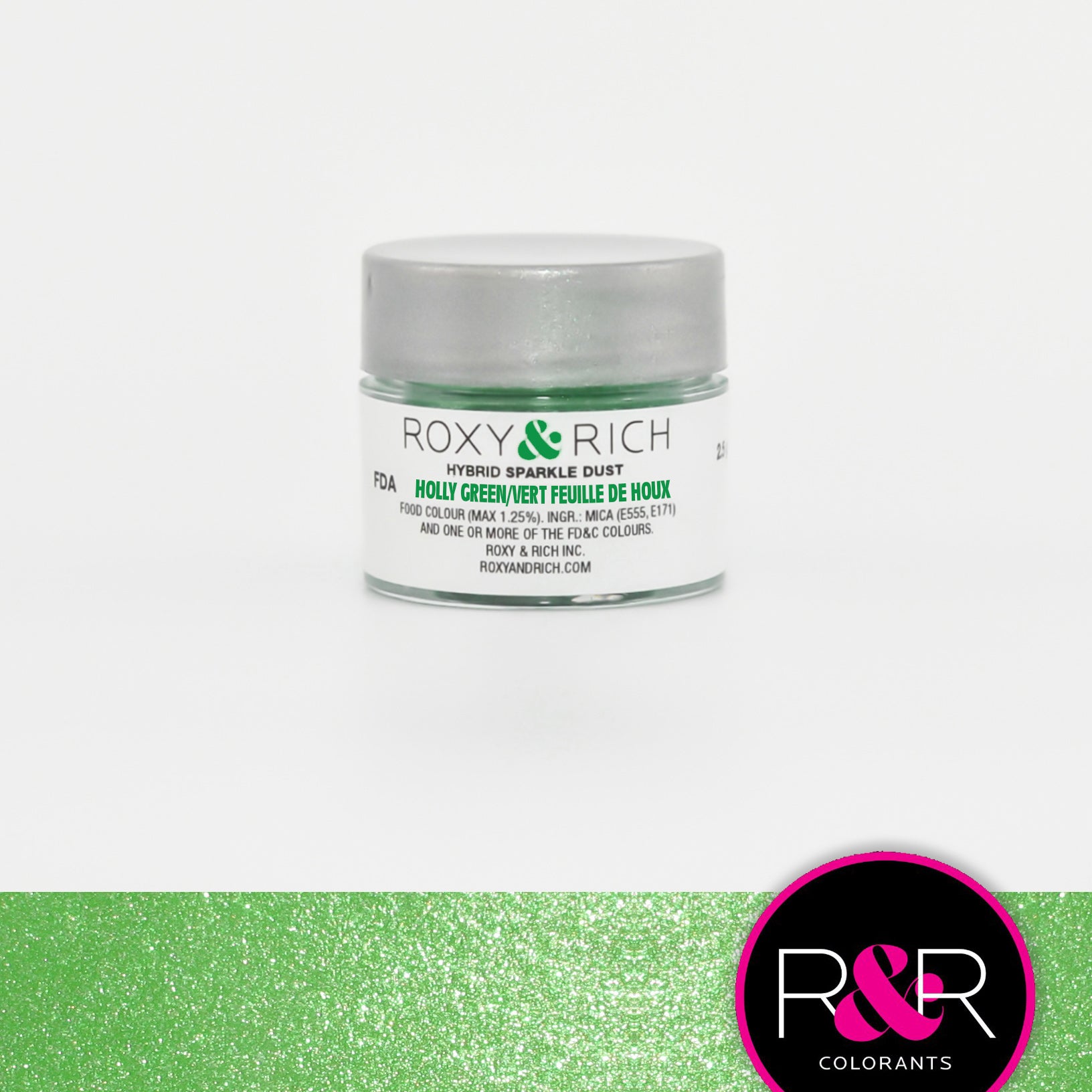 Roxy & Rich Hybrid Sparkle Dust Holly Green (#S2-037) - 2.5 gm - Papagino Foods Inc.