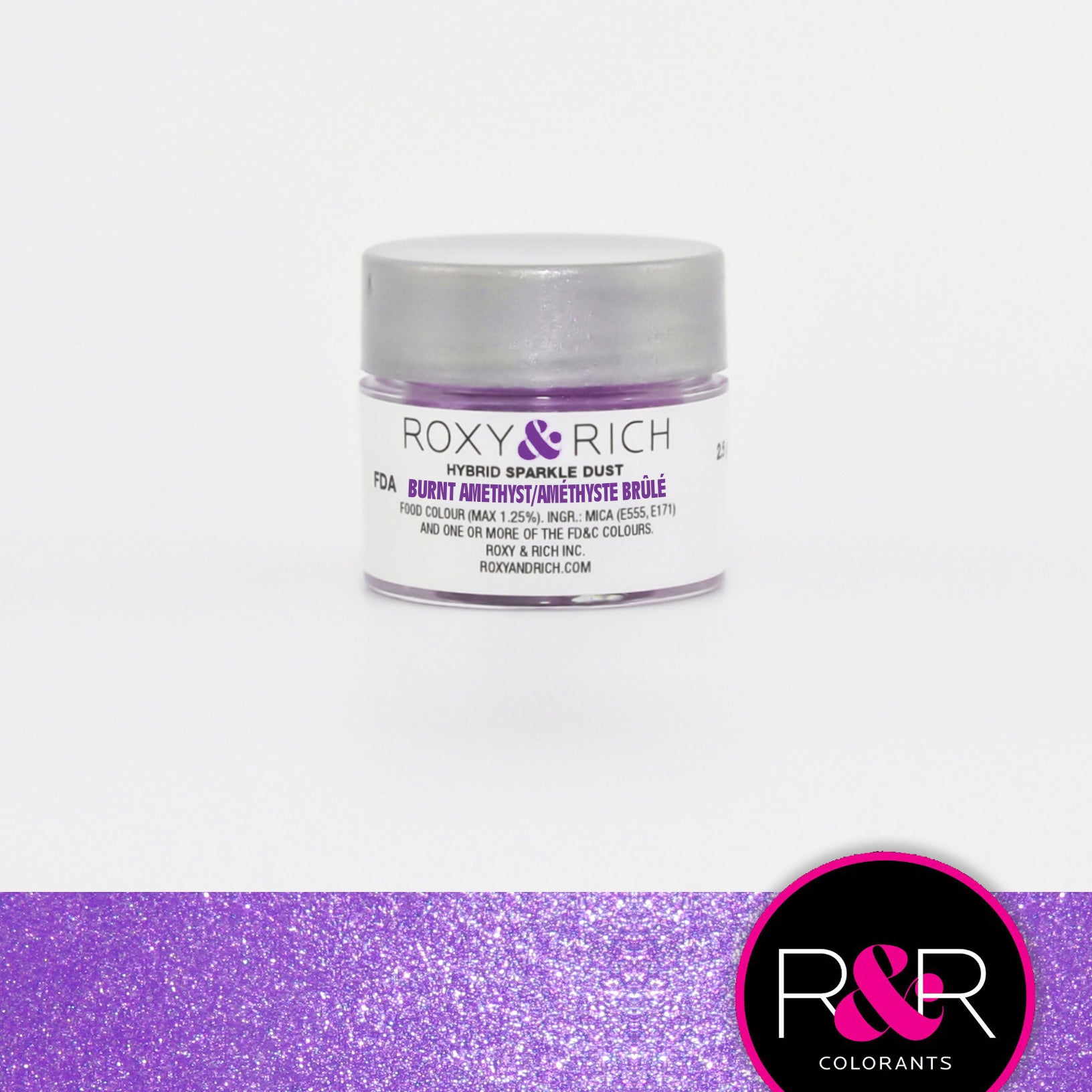 Roxy & Rich Hybrid Sparkle Dust Burnt Amethyst (#S2-043) - 2.5 gm - Papagino Foods Inc.