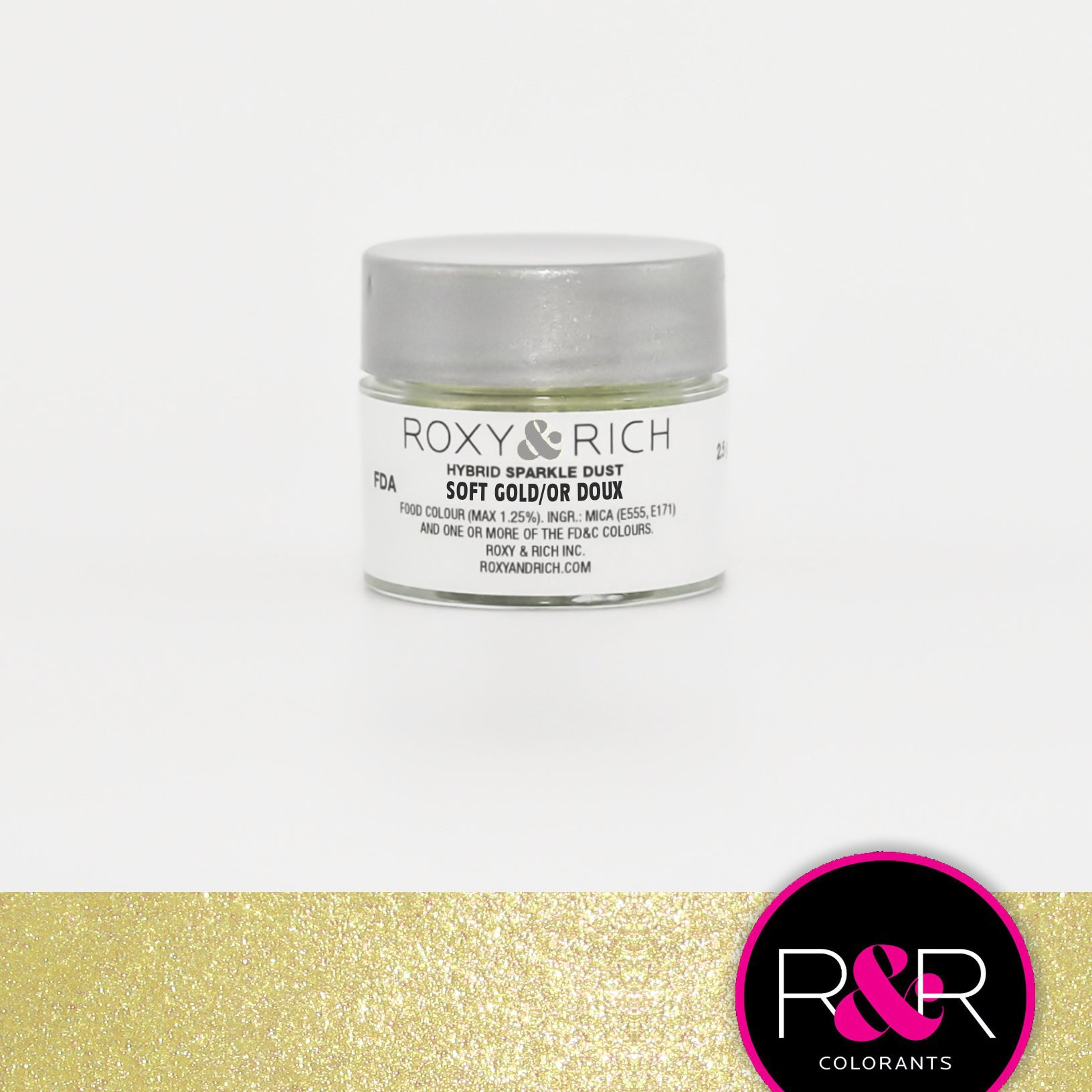 Roxy & Rich Hybrid Sparkle Dust Soft Gold (#S2-045) - 2.5 gm - Papagino Foods Inc.