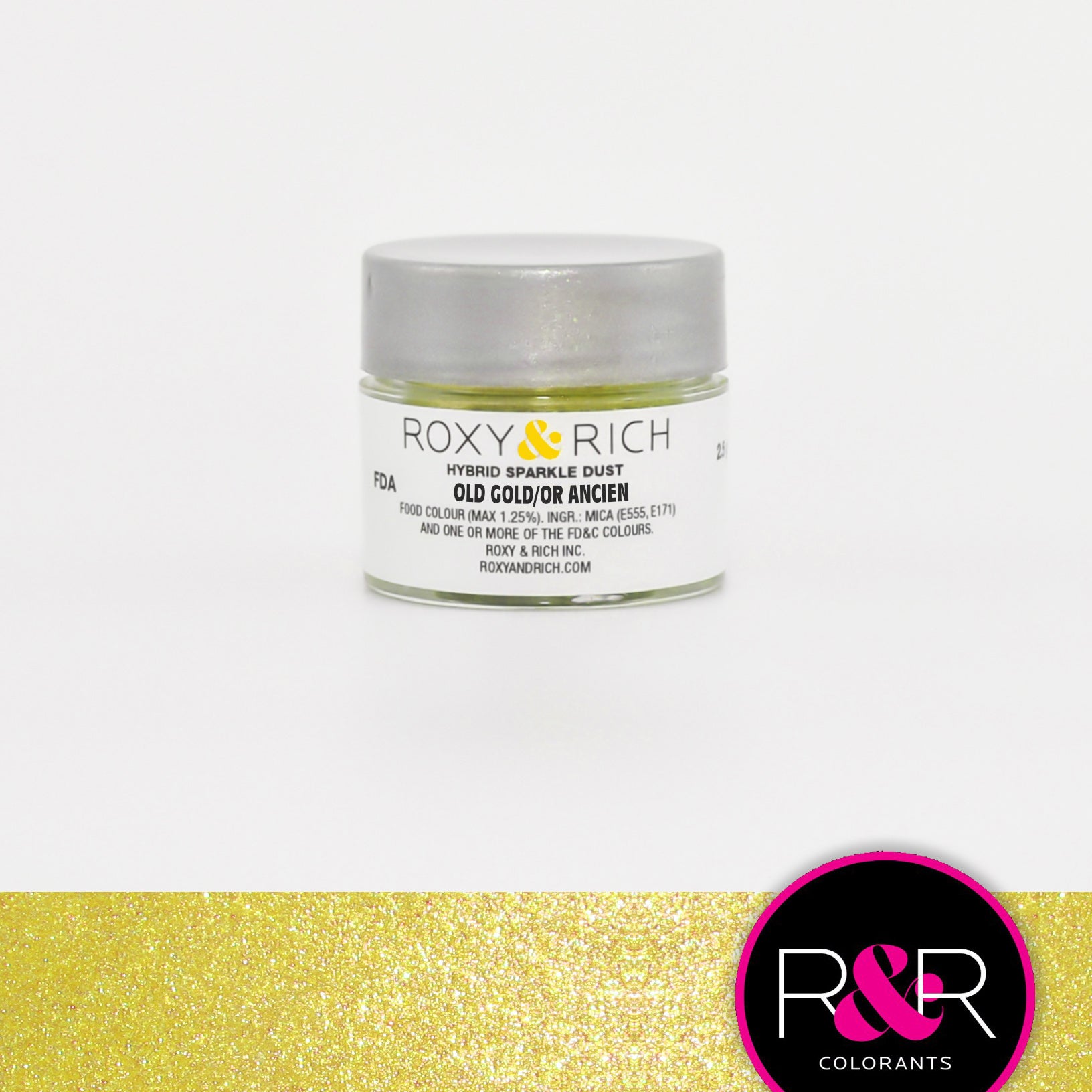 Roxy & Rich Hybrid Sparkle Dust Old Gold (#S2-048) - 2.5 gm - Papagino Foods Inc.