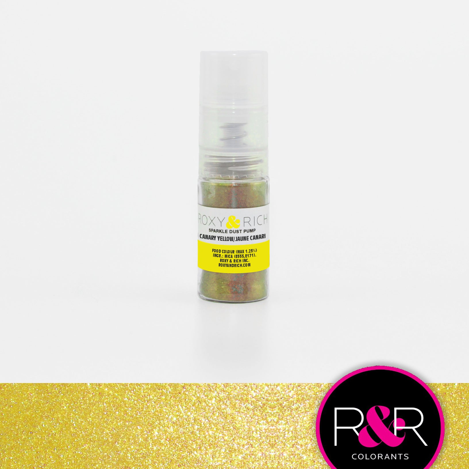Roxy & Rich Sparkle Dust Pump Highlighter Canary Yellow (# S4-012P) - 4 G - Papagino Foods Inc.