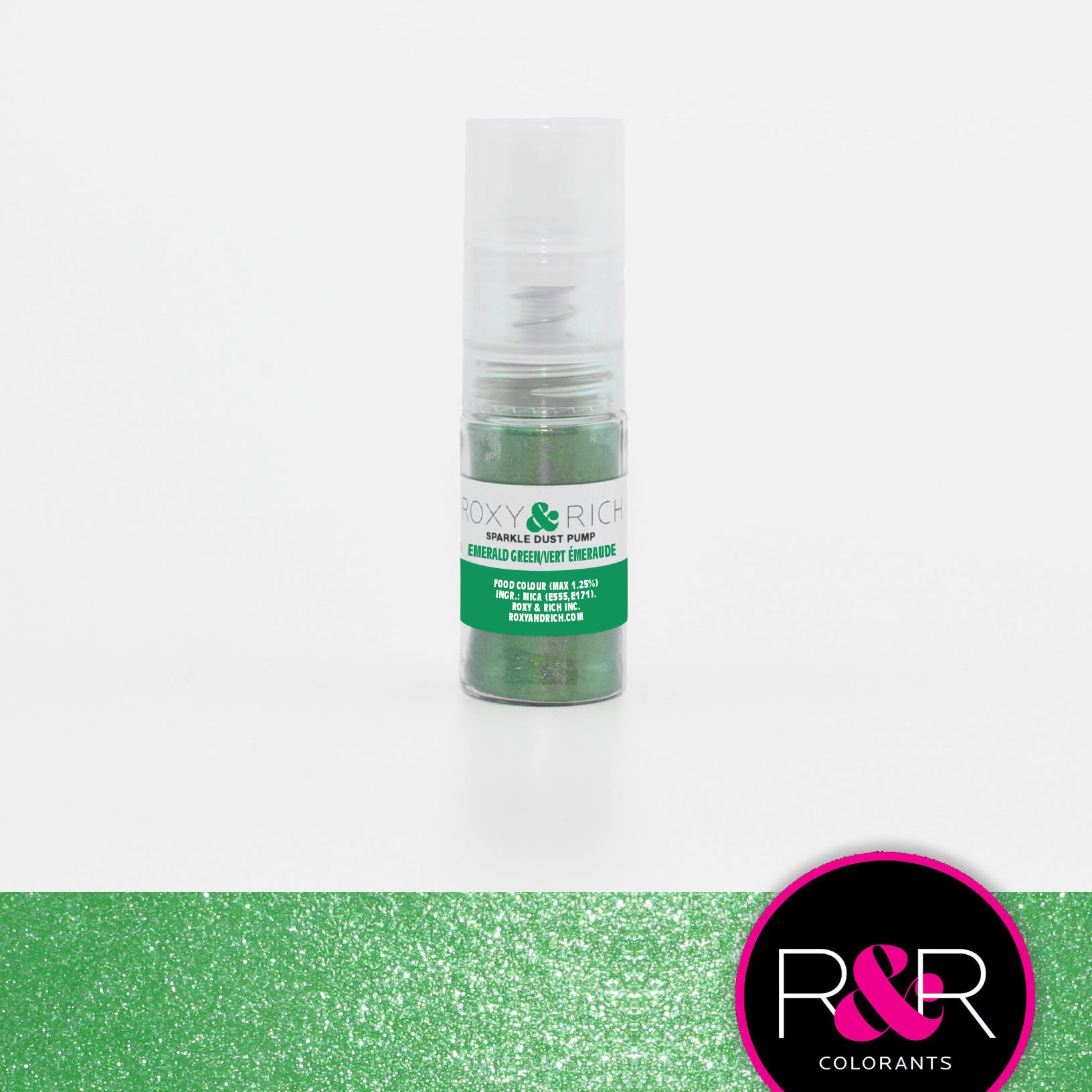 Roxy & Rich Sparkle Dust Pump Highlighter Emerald Green (# S4-033P) - 4 G - Papagino Foods Inc.