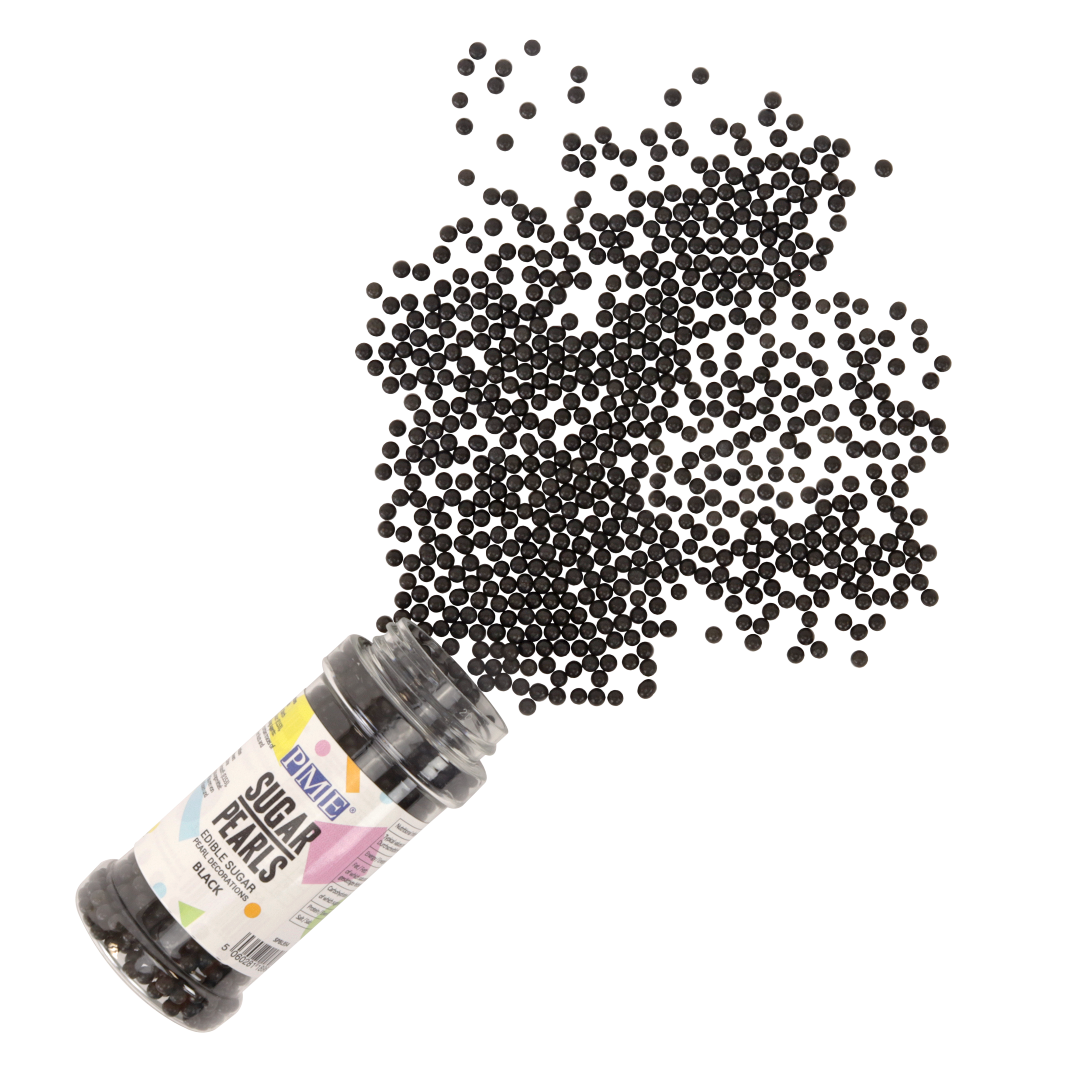Small Sugar Pearls - Black 100g (100g / 3.5oz) #SPBL954 - Papagino Foods Inc.