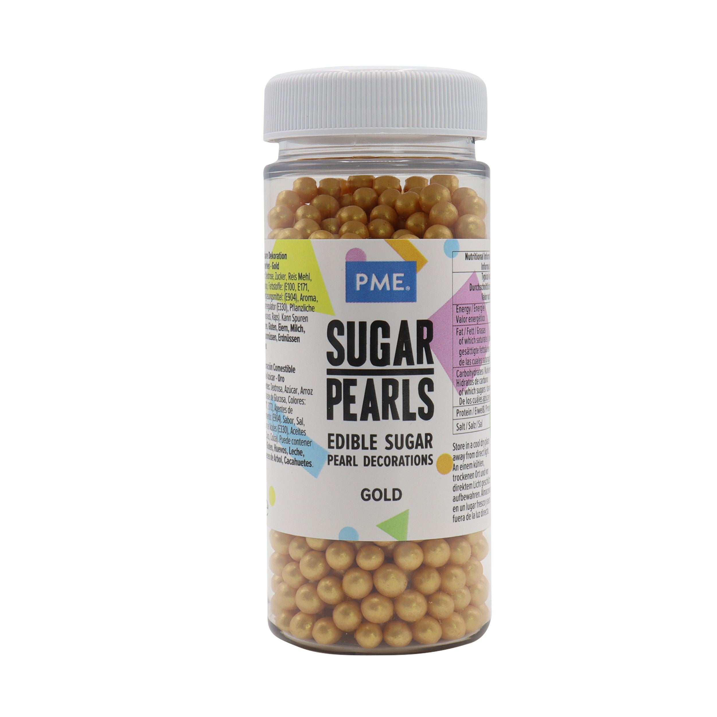 PME Sugar Pearls - Gold 4mm (60g / 1.2oz) - Papagino Foods Inc.