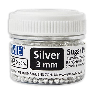 Silver Sugar Pearls - 4mm (25g / 0.88oz) #SPS951 - Papagino Foods Inc.