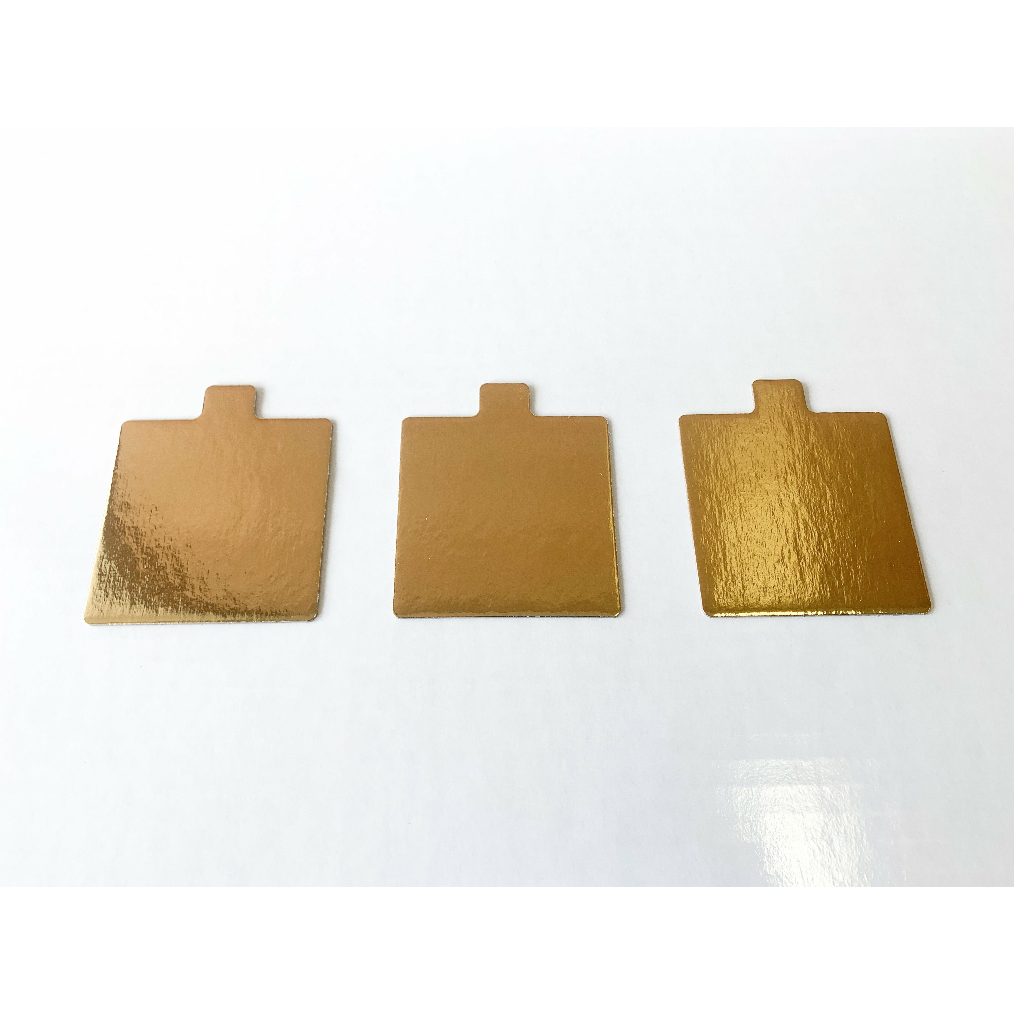 Single Serve Portion Gold Pastry Boards Rectangle with Tab 2 3/4 x 3 x .045 (500 Pieces) - Papagino Foods Inc.