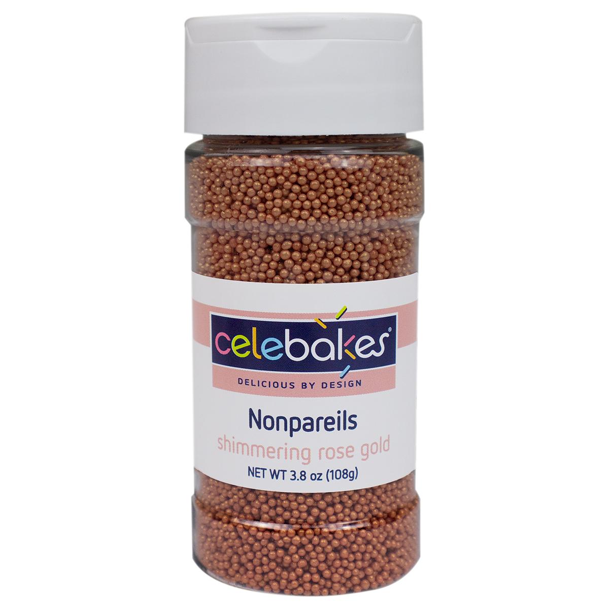 Rose Gold Shimmering Nonpareils, 3.8 oz - Papagino Foods Inc.