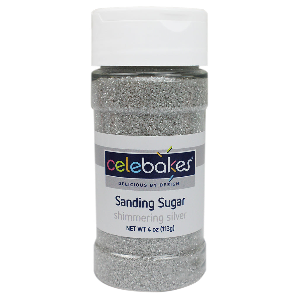 Celebakes Shimmering Silver Sanding Sugar, 4 oz. Product #7500-7850519 - Papagino Foods Inc.