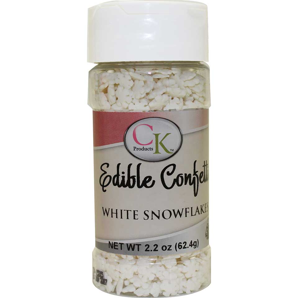 White Snowflakes Edible Confetti, 2.2 oz (62.4 g) - Papagino Foods Inc.
