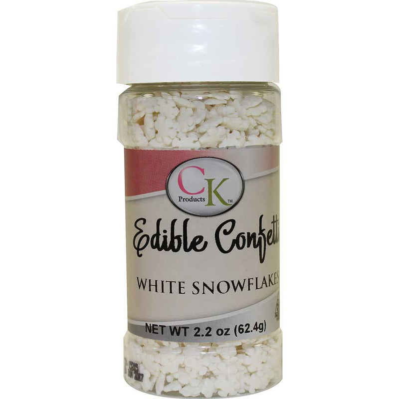 White Snowflakes Edible Confetti, 2.2 oz (62.4 g)