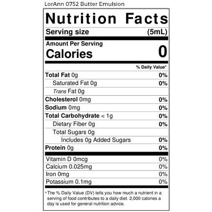 LorAnn Oils Butter (Natural), Bakery Emulsion - 4 OZ #0752-0805 **BBD June 2024** - Papagino Foods Inc.