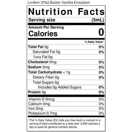 LorAnn Oils Butter Vanilla, Bakery Emulsion - 4 OZ #0742-0800 - Papagino Foods Inc.