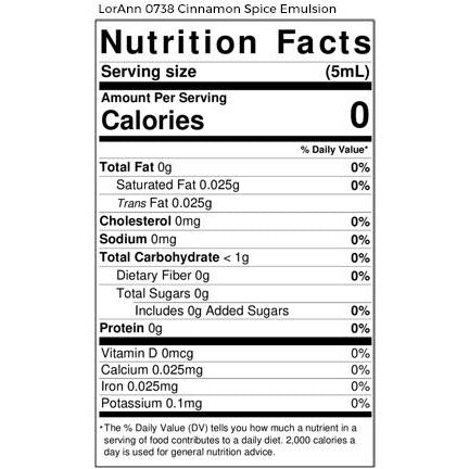 LorAnn Oils Cinnamon Spice, Bakery Emulsion - 4 OZ #0738-0806 - Papagino Foods Inc.