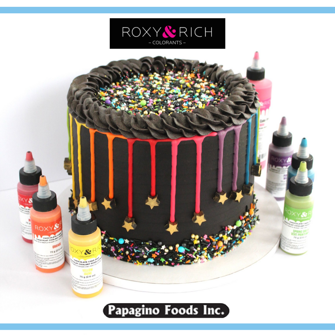 Roxy & Rich Cake Drip Rainbow Kit (# CD-RBOW) 6 x 75 grams - Papagino Foods Inc.