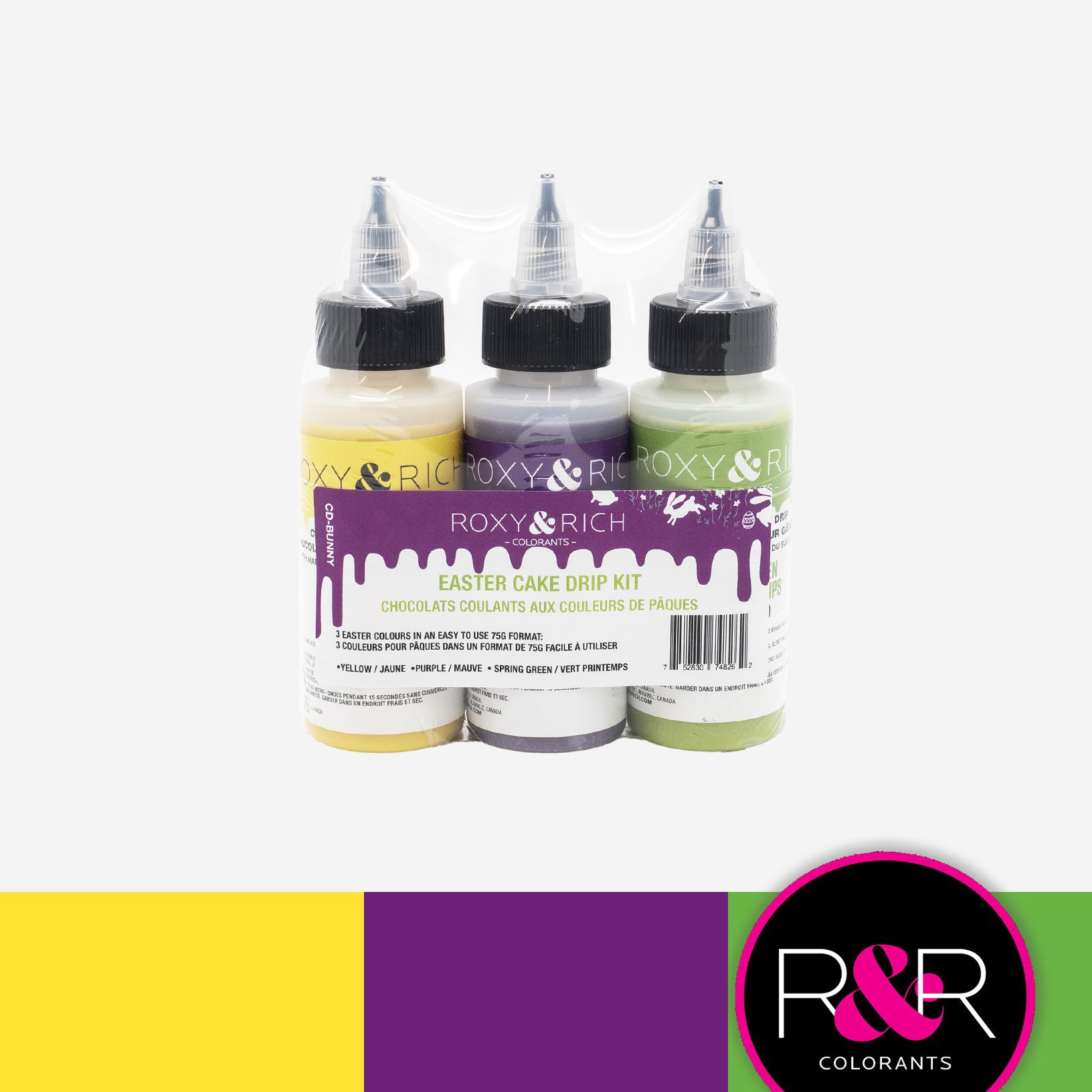 Roxy & Rich Easter Mini Cake Drip Kit (CD-BUNNY) 3 x 75 grams - Papagino Foods Inc.