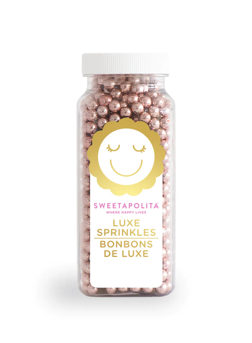 3MM ROSE GOLD DRAGÉES 3.5oz Bottle (Net Weight 4 oz) Sweetapolita **BBD APR 2024** - Papagino Foods Inc.