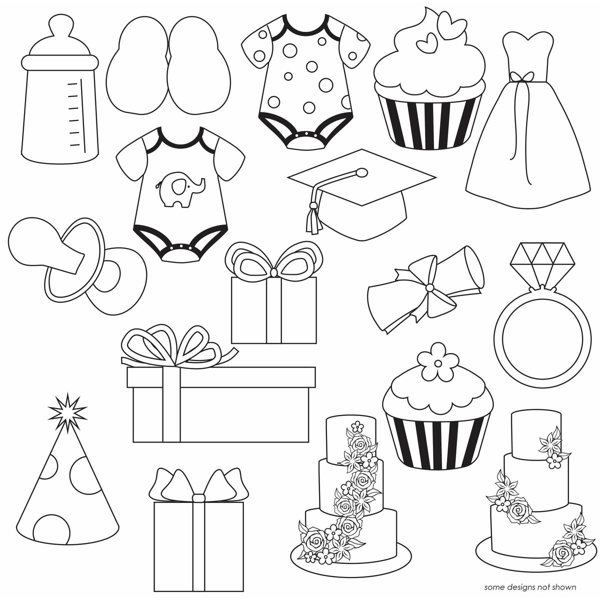 Celebrations Pattern Sheets by Papagino Foods Inc. featuring colorful, festive designs on paper sheets for parties and events.