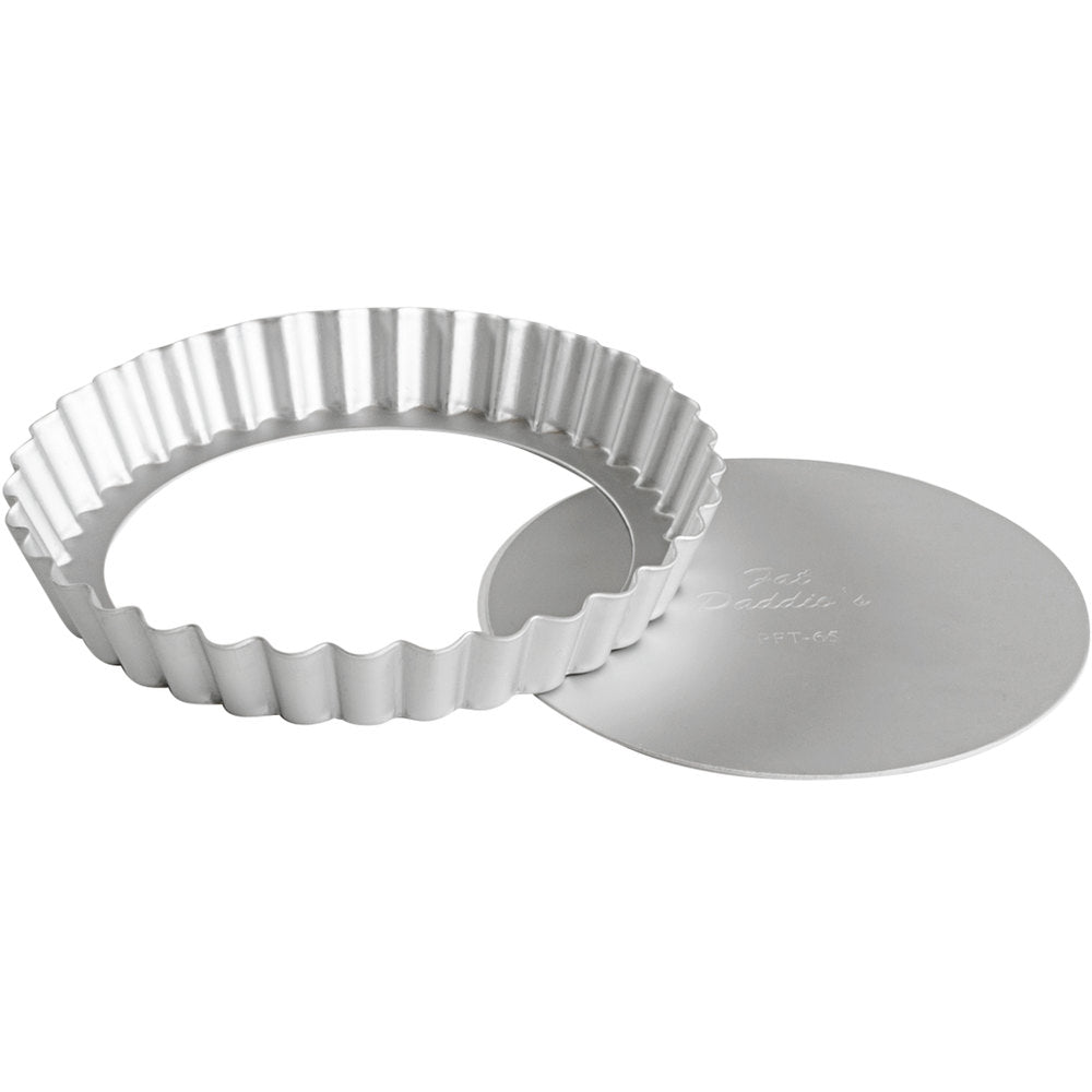 Fat Daddio, Anodized Aluminum, Fluted Tart Pan Removable Bottom, 6 1/2 in x 1 in (PFT-65) - Papagino Foods Inc.