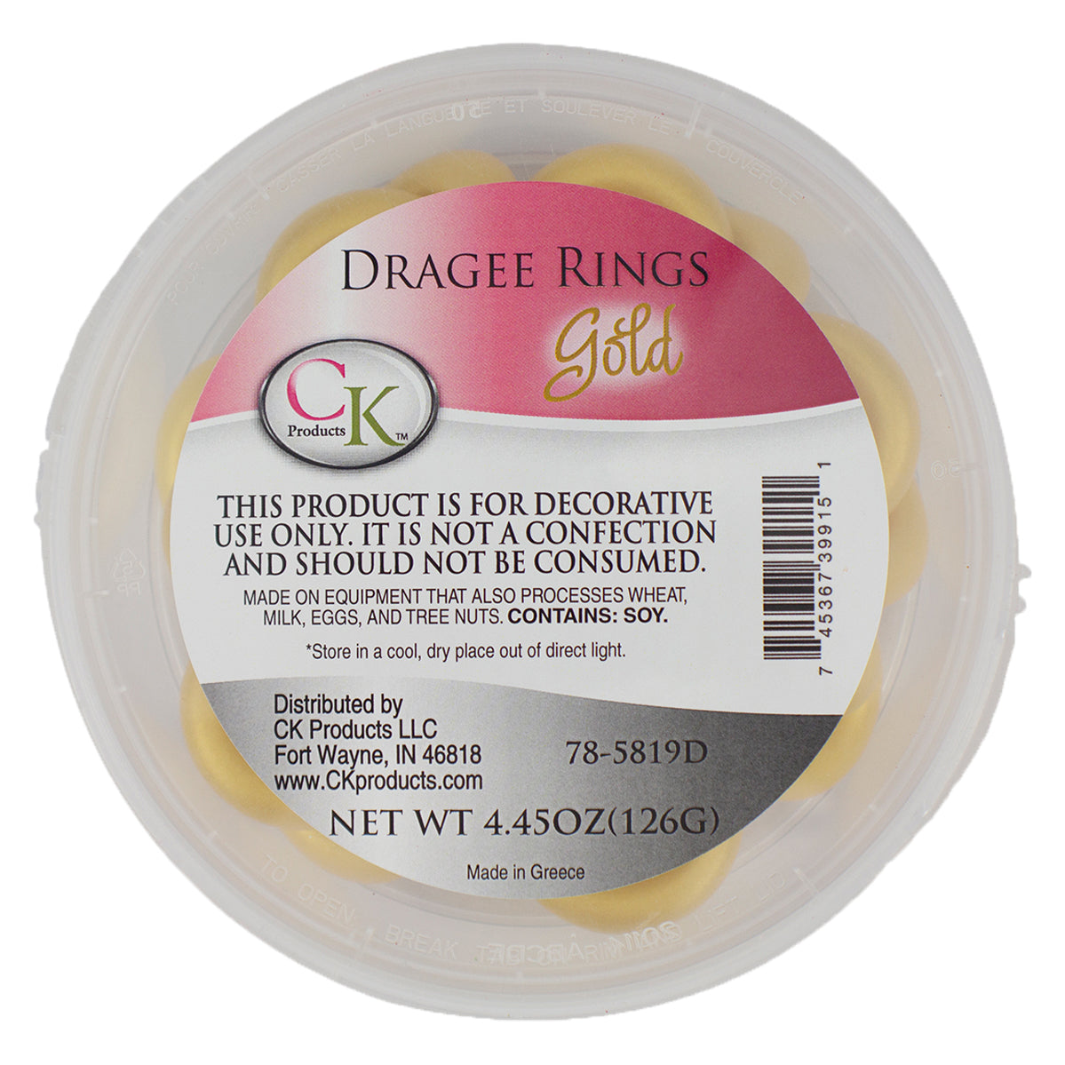 Gold Dragees Rings, 4.45 oz #78-5819D - Papagino Foods Inc.