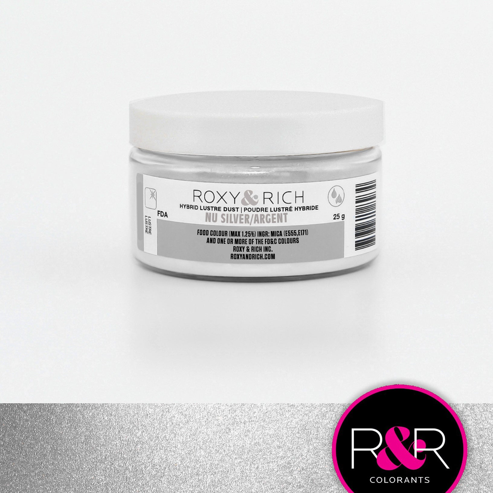 Hybrid Luster Dust Nu Silver 25g (#L25-049) - Papagino Foods Inc.