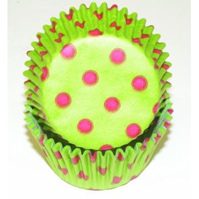 LIME GREEN WITH PINK HOT DOTS BAKING CUPS /50 Product #85-31698 - Papagino Foods Inc.