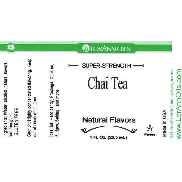 LorAnn Oils Chai Tea Flavor 1 oz # 0372-0500 - Papagino Foods Inc.