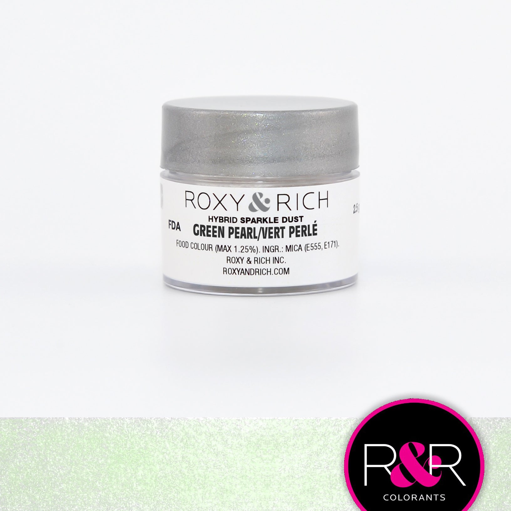Roxy & Rich Hybrid Sparkle Dust Green Pearl (#SP2-004) - 2.5 gm - Papagino Foods Inc.