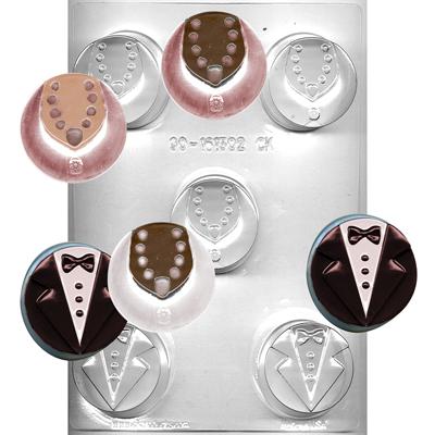 TUX & DRESS SANDWICH COOKIE CHOCOLATE MOLD Product #90-161502 - Papagino Foods Inc.