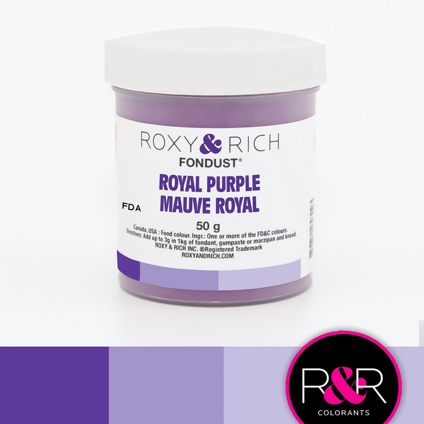 Roxy & Rich Royal Purple Fondust (# F-020) 12 G - Papagino Foods Inc.