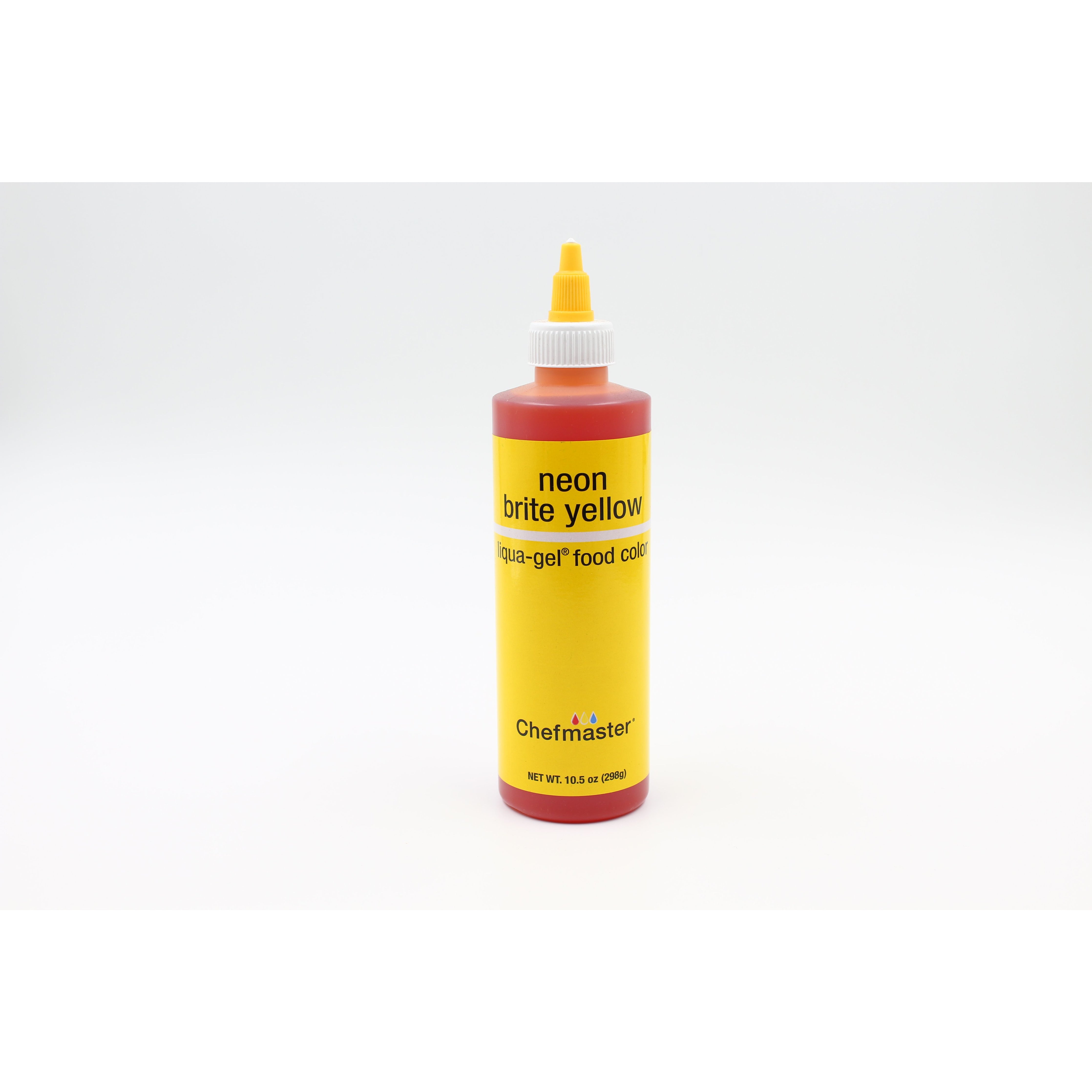 Chefmaster Neon Brite Yellow Liqua-Gel Food Coloring (# 5765) 10.5 OZ - Papagino Foods Inc.