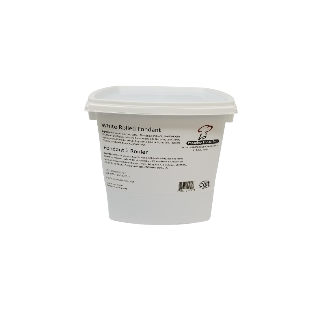 Papagino Foods Rolled White Fondant 5 kg - Papagino Foods Inc.