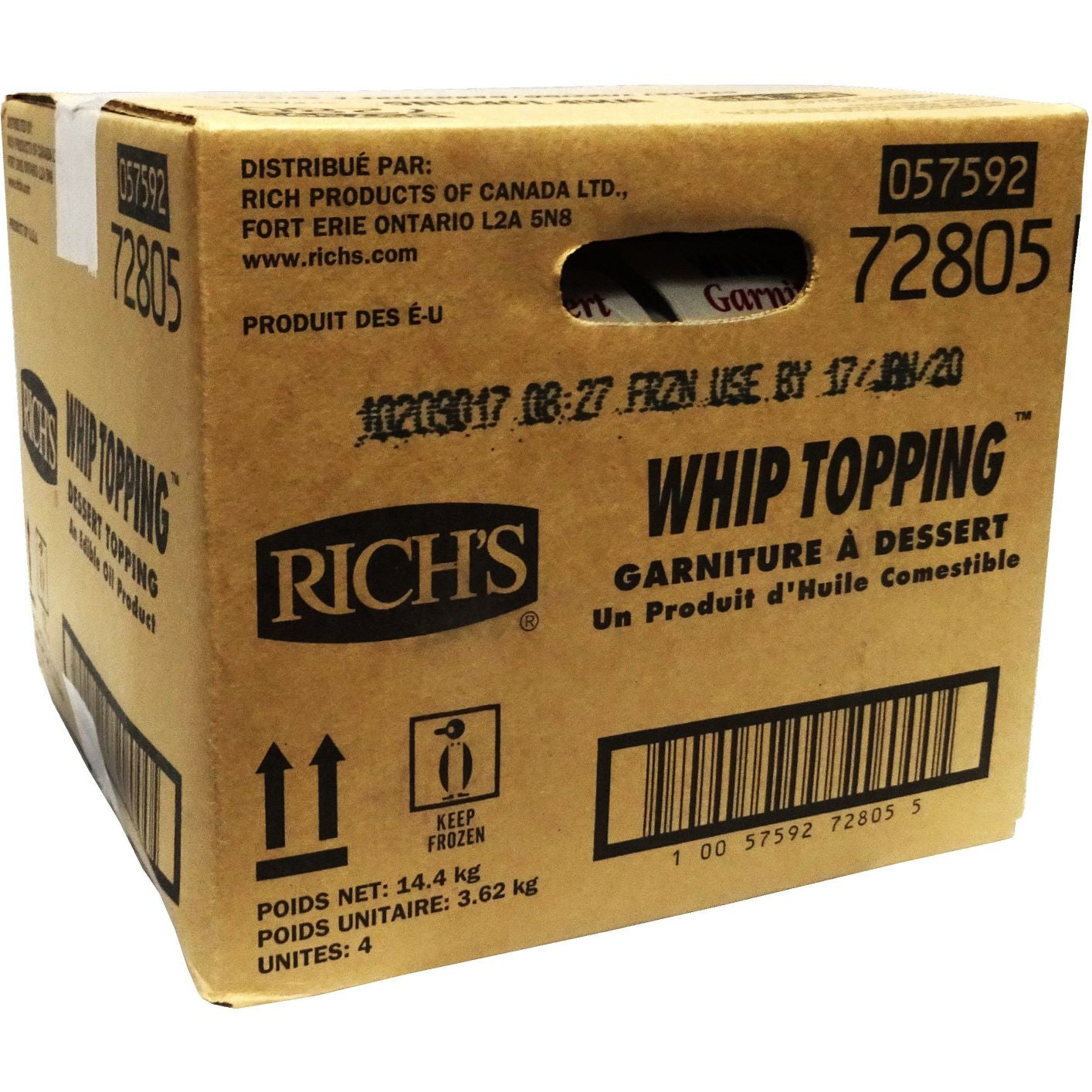 Rich's Whip Topping (72805) 4 x 3.62 kg (MASTER CASE) (Pickup Only) - Papagino Foods Inc.
