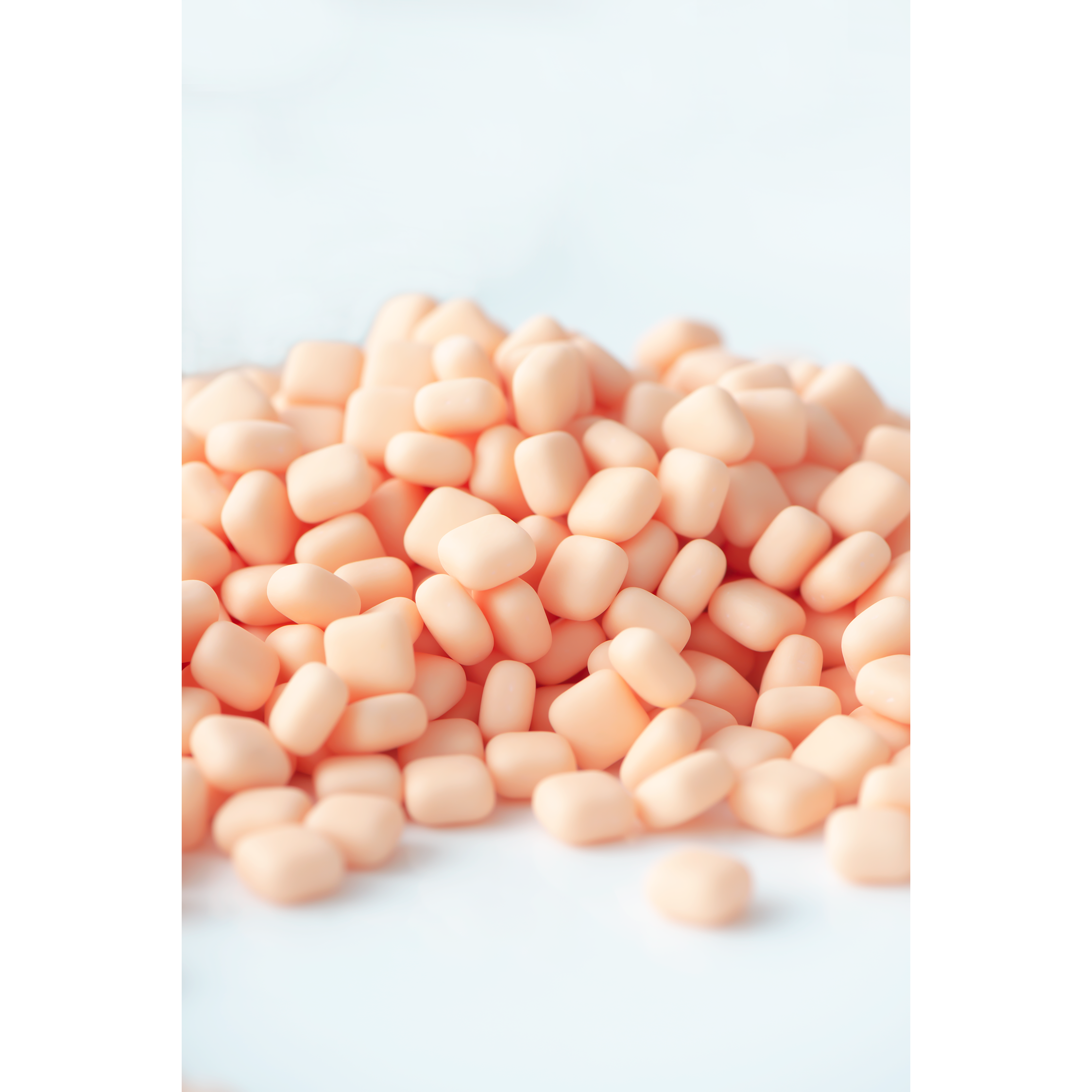 PASSION PEACH Matte Sugar Squares BBD **FEB 2022** 4 oz Bottle (1/2 cup/NET WT 3.5oz/100g) Sweetapolita - Papagino Foods Inc.