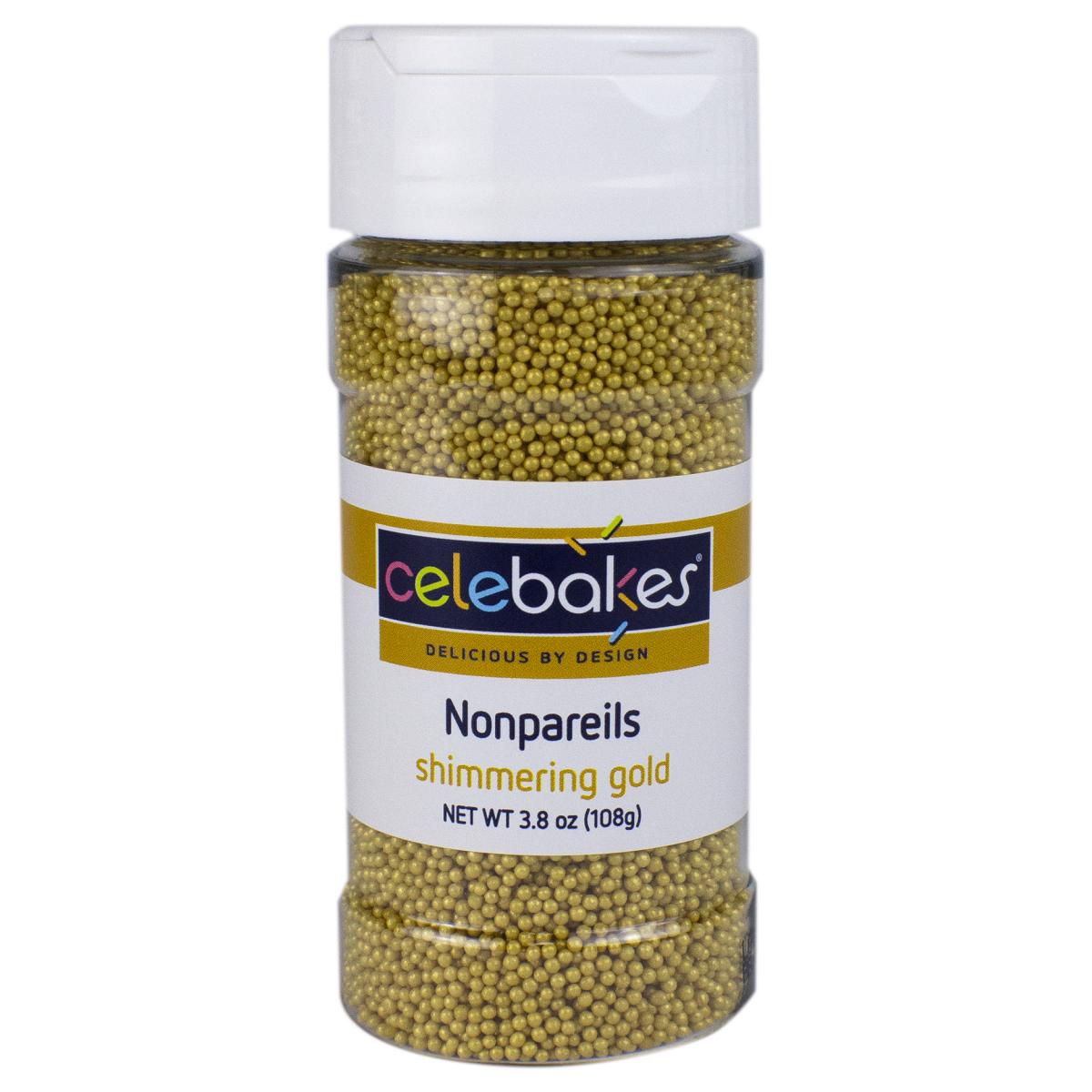 Gold Shimmering Nonpareils, 3.8 oz - Papagino Foods Inc.
