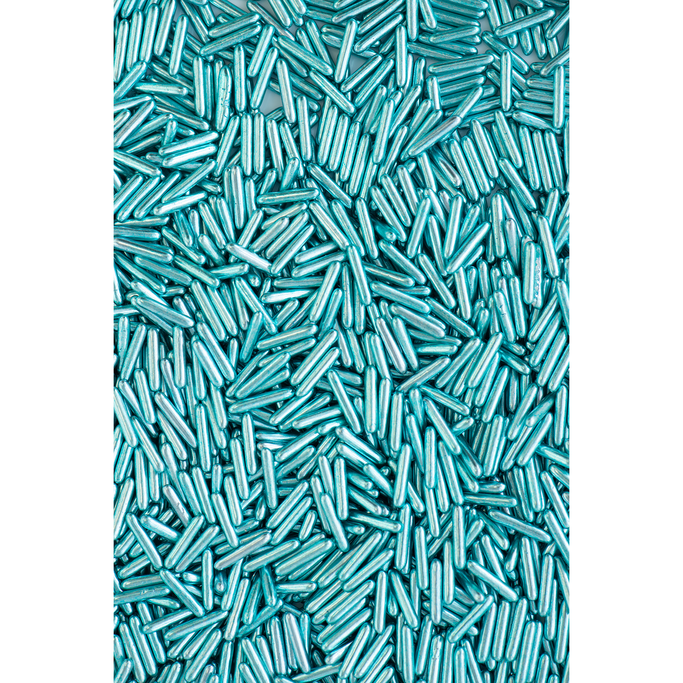 TURQUOISE METALLIC RODS BBD **FEB 2022** 4 oz Bottle (1/2 cup/ Net Weight 3.5 oz) Sweetapolita - Papagino Foods Inc.