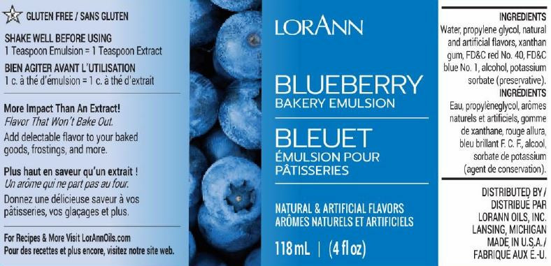 LorAnn Oils Blueberry, Bakery Emulsion  - 4 OZ #0770-0800 - Papagino Foods Inc.
