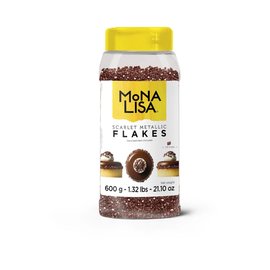 Mona Lisa - Scarlet Metallic Flakes - Dark Chocolate - 600 g - Papagino Foods Inc.