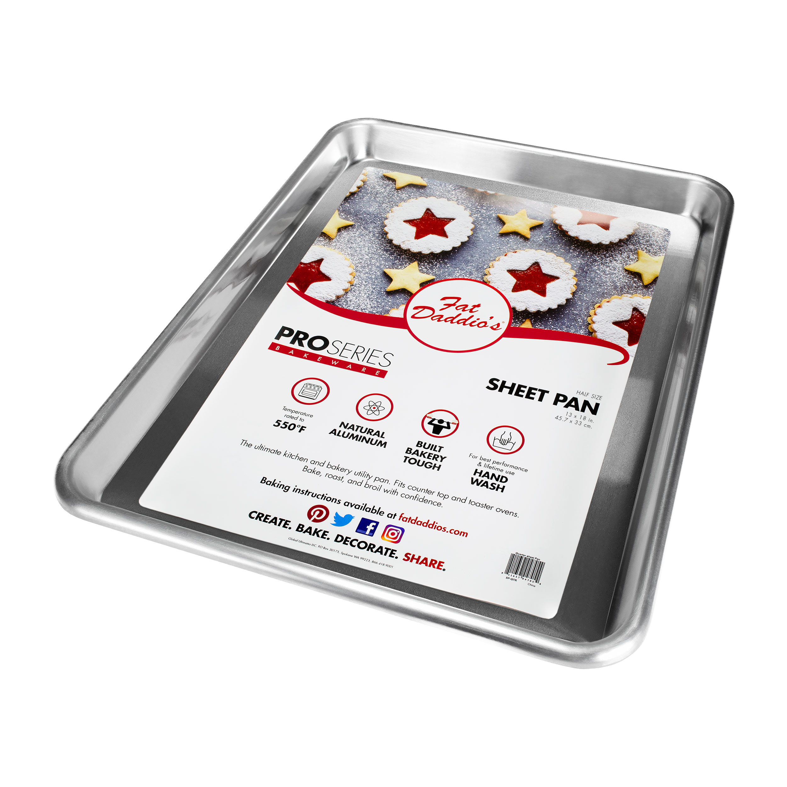 Fat Daddio, Natural Aluminum, Half Sheet Pan, 18 in x 13 in x 1 in (SP-HALF) - Papagino Foods Inc.