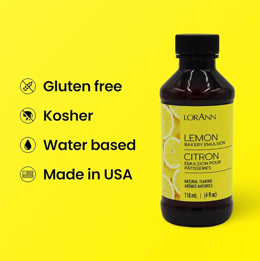 LorAnn Oils Lemon (Natural), Bakery Emulsion   - 4 OZ   #0758-0806B - Papagino Foods Inc.