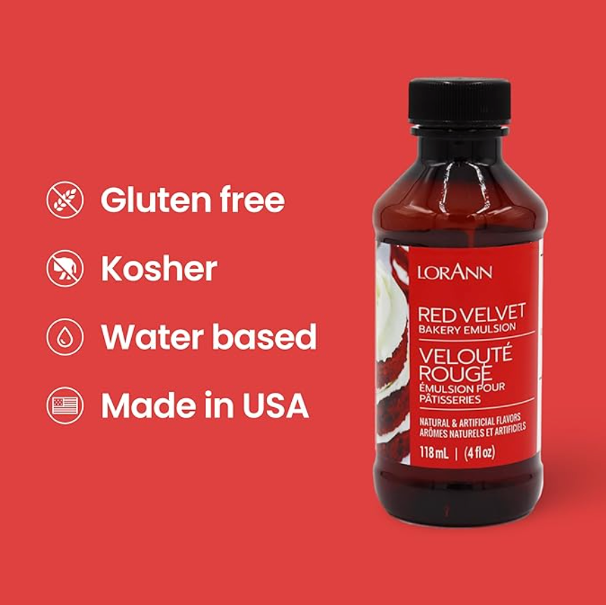 LorAnn Oils Red Velvet Bakery Emulsion   - 4 OZ   #0762-0806B - Papagino Foods Inc.