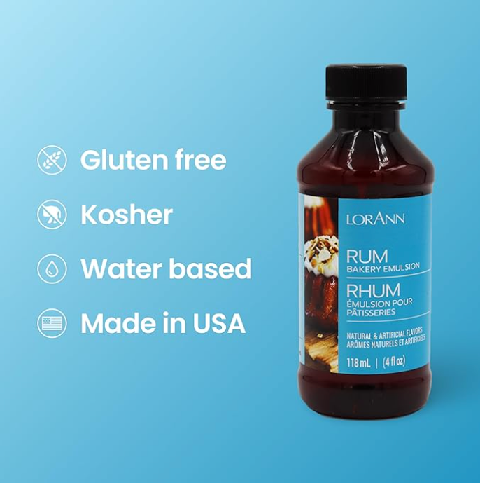 LorAnn Oils Rum, Bakery Emulsion   - 4 OZ   #0746-0806 - Papagino Foods Inc.