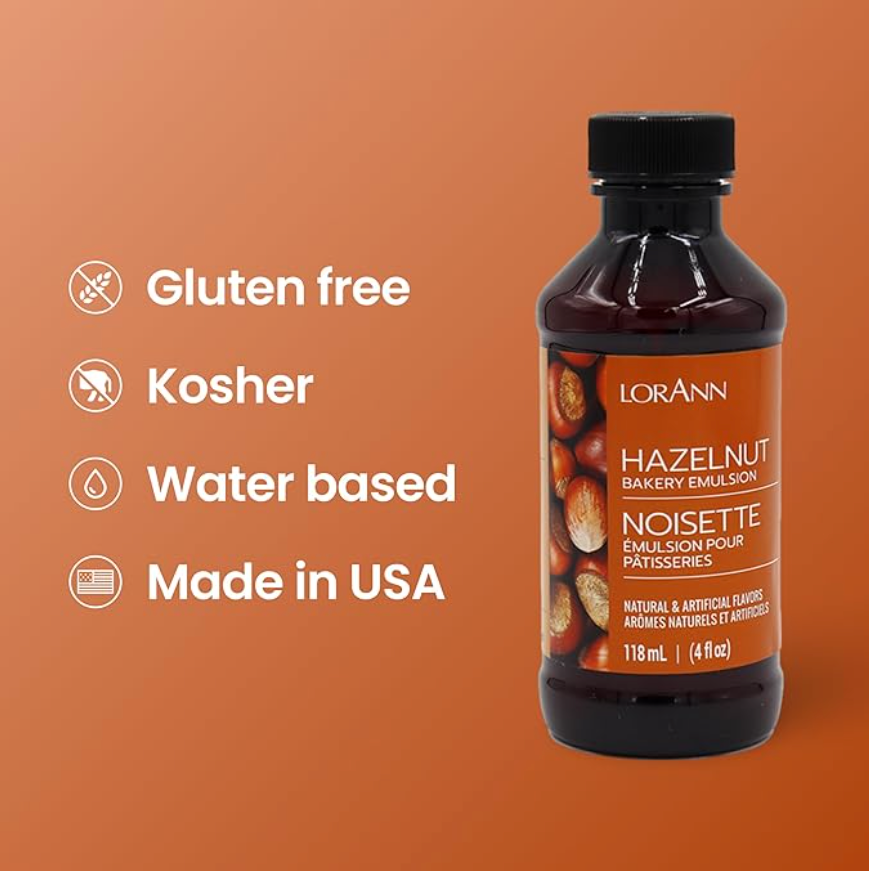 LorAnn Oils Hazelnut, Bakery Emulsion - 4 OZ  #0772-0806B - Papagino Foods Inc.
