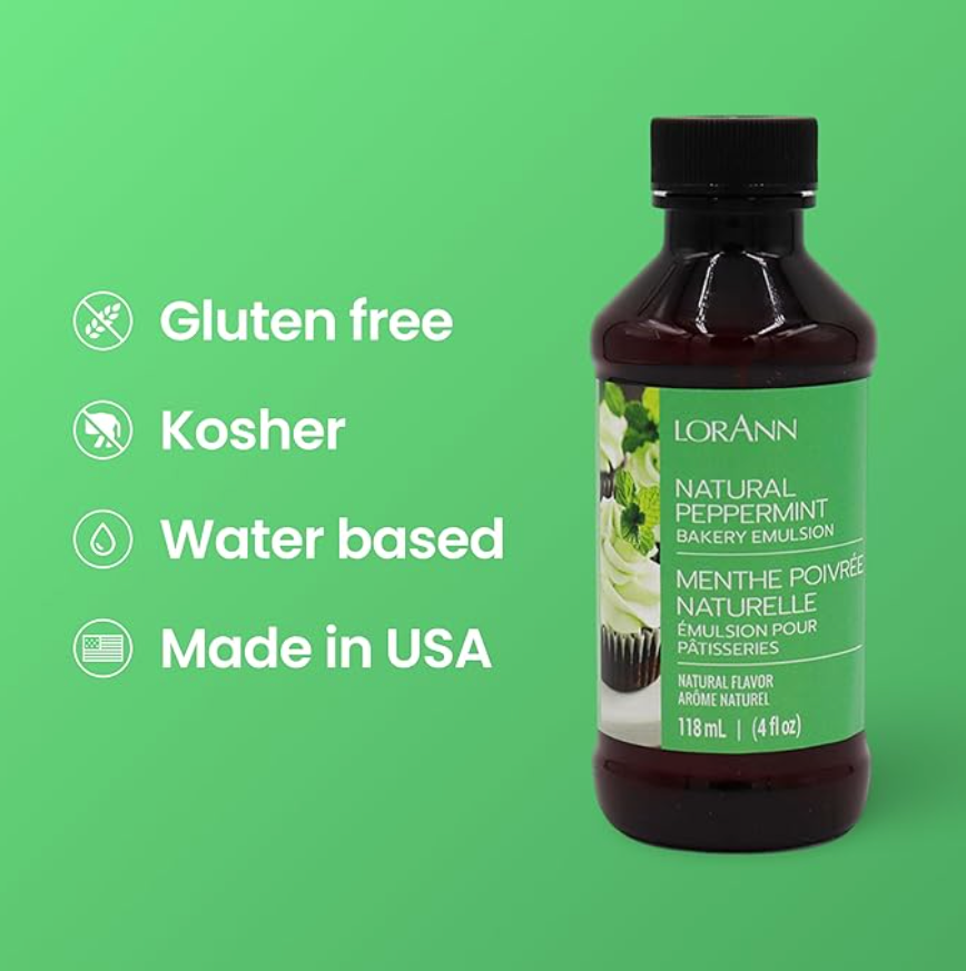 LorAnn Oils Peppermint, Bakery Emulsion - 4 OZ  #0766-0806 BBD July 2024 - Papagino Foods Inc.