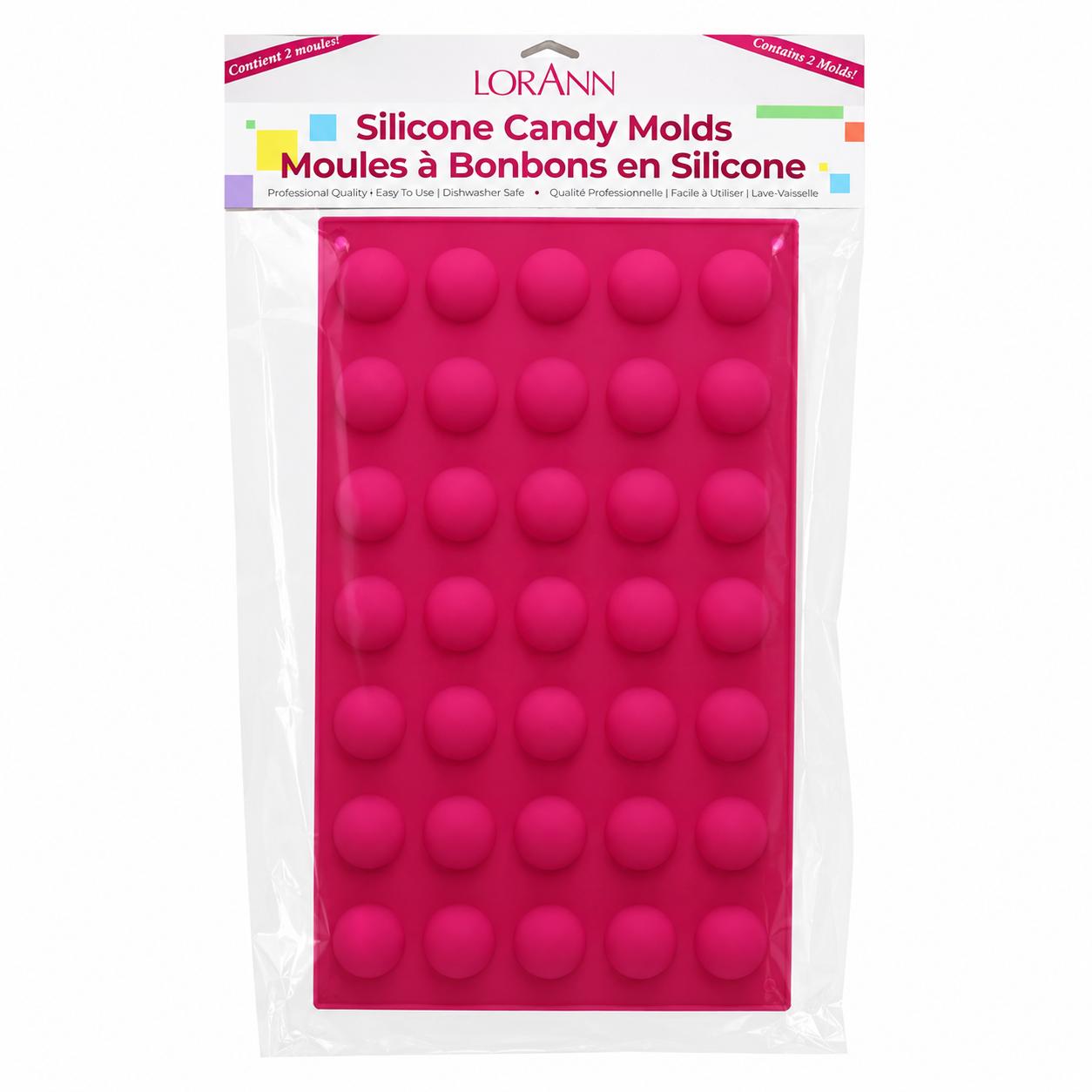LorAnn Silicone Candy Mold-35 Cavity,  Round Silicone Hex Break-up Candies Mold/Twin pack (5660-0000)