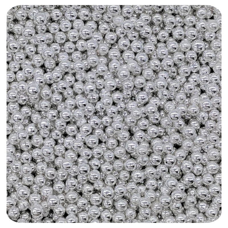 4MM Silver Sugar Pearl 100g (3.5 oz) Sprinkles d'Art