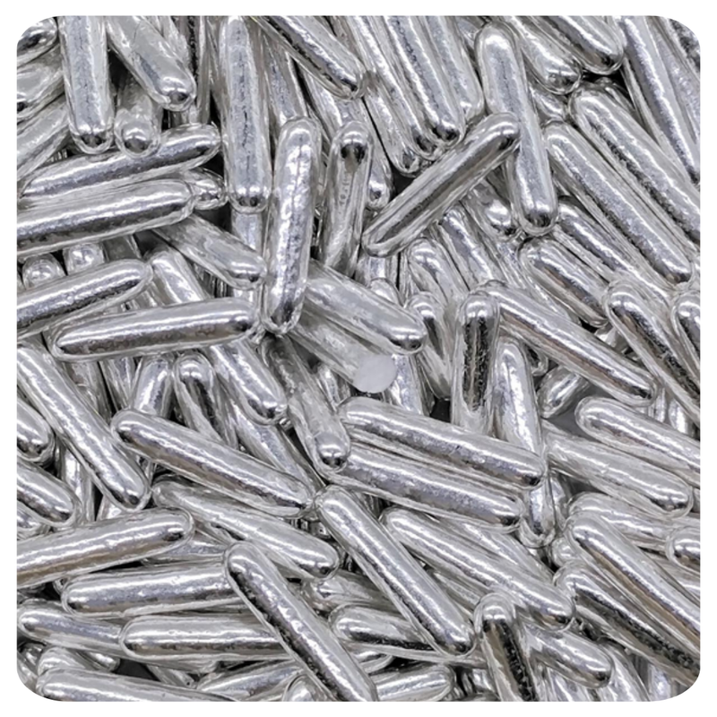 Silver Metallic Rods 100g (3.5 oz) Sprinkles d'Art