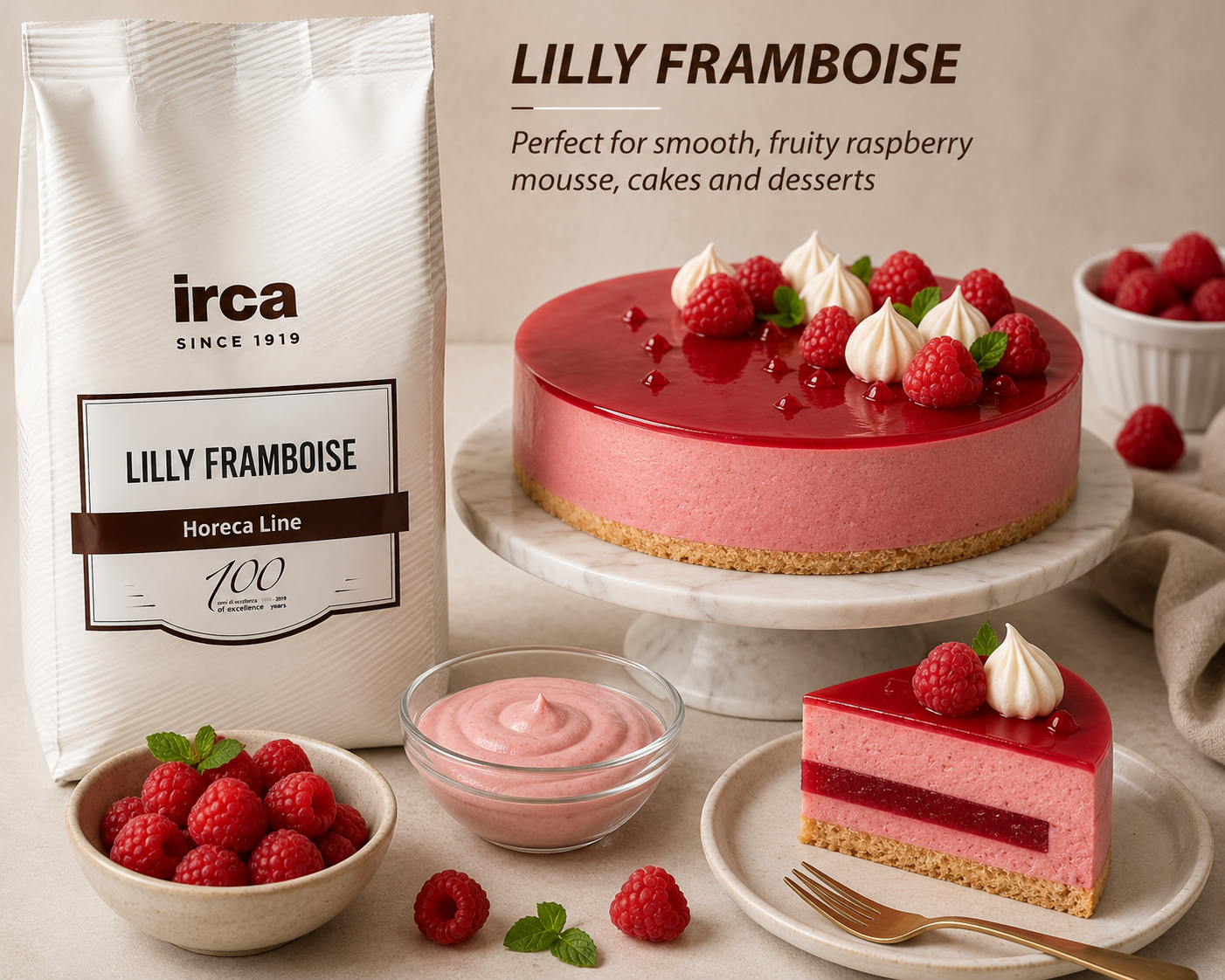 IRCA Lilly Framboise – Professional Raspberry Dessert Mix | Horeca Line 1 Kg